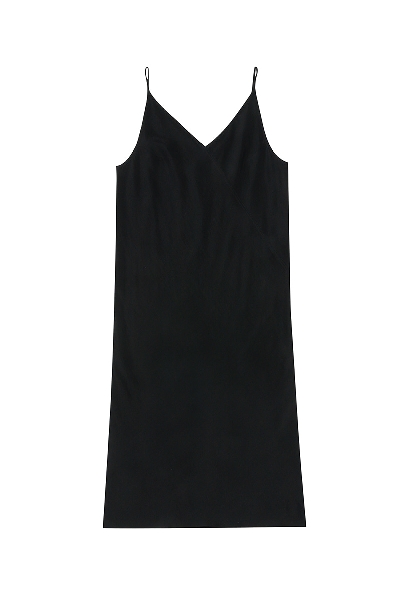 V-neck slip dress (black)
