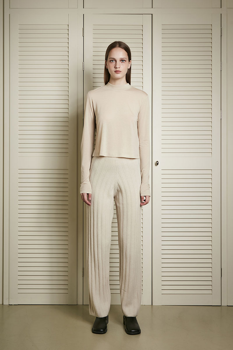 cashmere ribbed pants (oat)